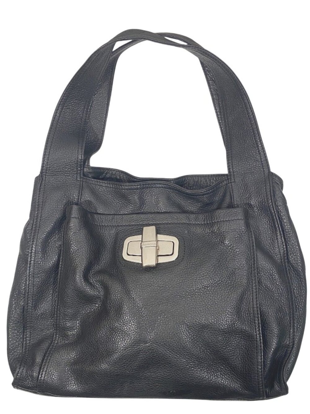 B. Makowsky Y2K Black Hobo Shoulder Bag buttery soft pebbled leather Turn Lock